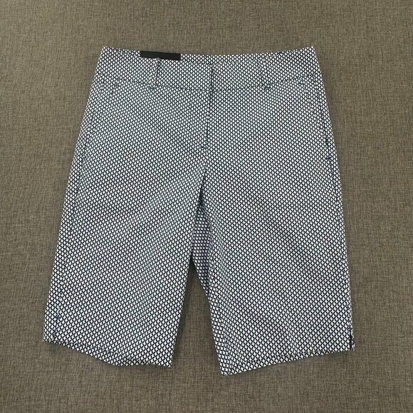 NEW! Ann Taylor Devin Fit Shorts Size 4 Blue & White $59 Cotton Blend Bermuda - Picture 1 of 14
